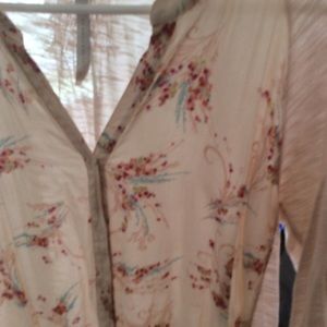 Lauren Conrad semi-sheer button front floral top